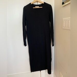 Madewell Midi Sweater Dress 100% Wool Medium Black